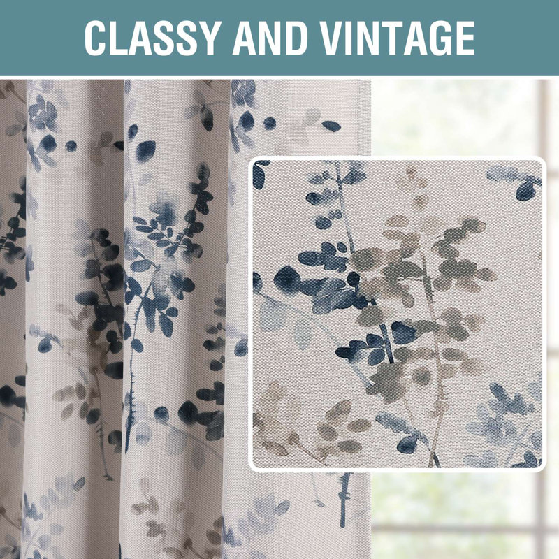 Linen Blackout Curtains Thermal Insulated Room Darkening Linen Curtains for Bedroom Textured Burlap Grommet Window Curtains for Living Room, 2 Panels