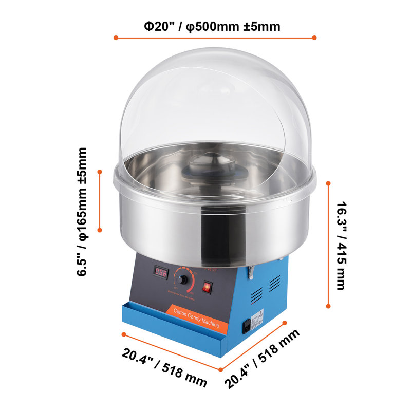 Machine à barbe à papa électrique de 1000 W de couleur rouge VEVOR, Bleu