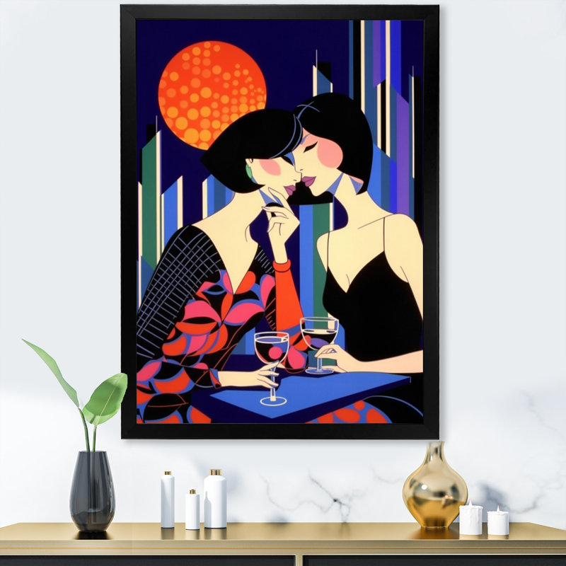 Pop Art Night Life Divas, H 20 po x l 12 po x P 1 po, Cadre photo noir