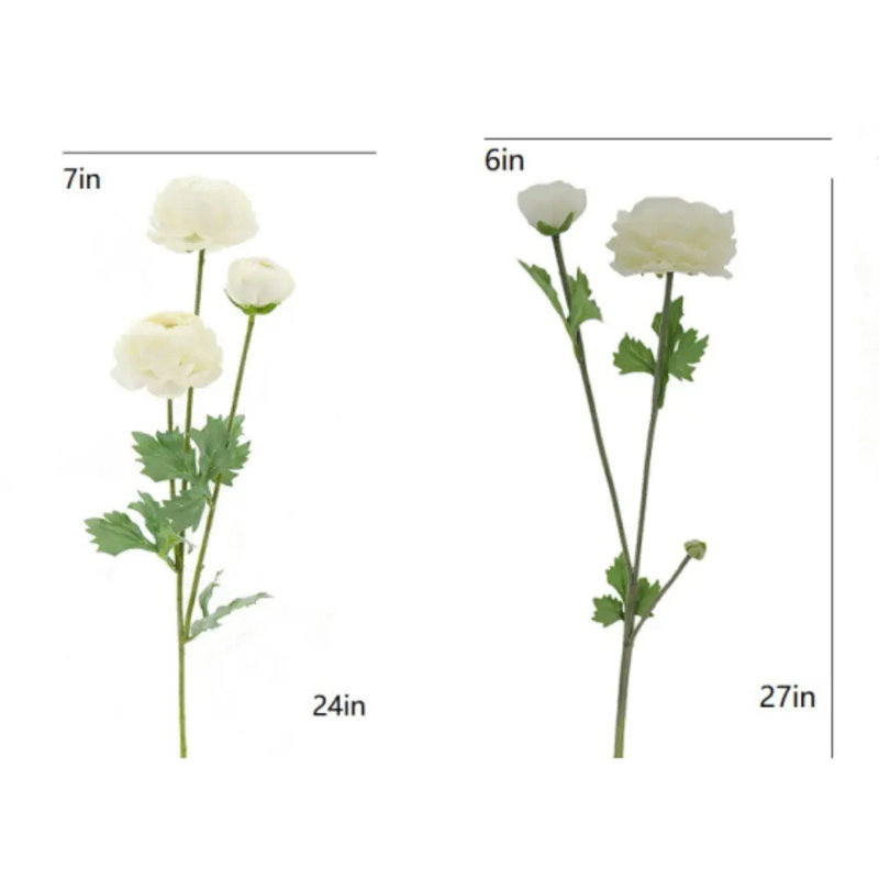 27" Artificial White Ranunculus Stems