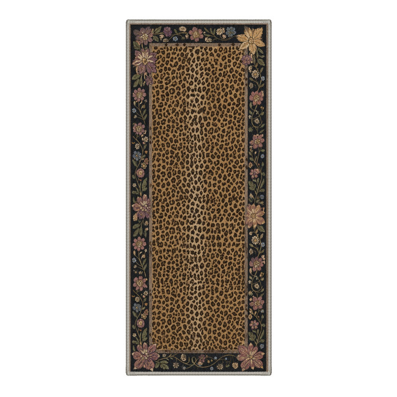 Tapis de couloir noir / brun clair lavable à la machine avec envers antidérapant, Tapis de couloir 72 po x 24 po