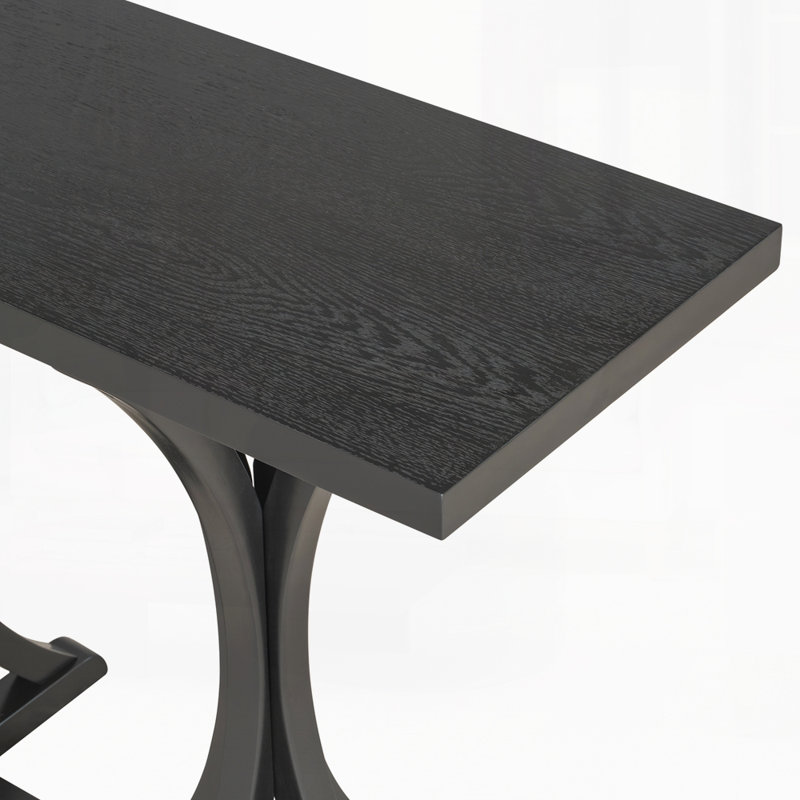 59.8'' Wooden Console Table With Wood Legs, Black