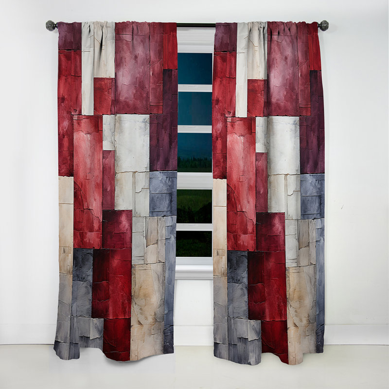 Maroon Mosaics Abstract Shapes - Rideau Shapes - Rideau occultant - 1 panneaux, L 52 po x L 63 po