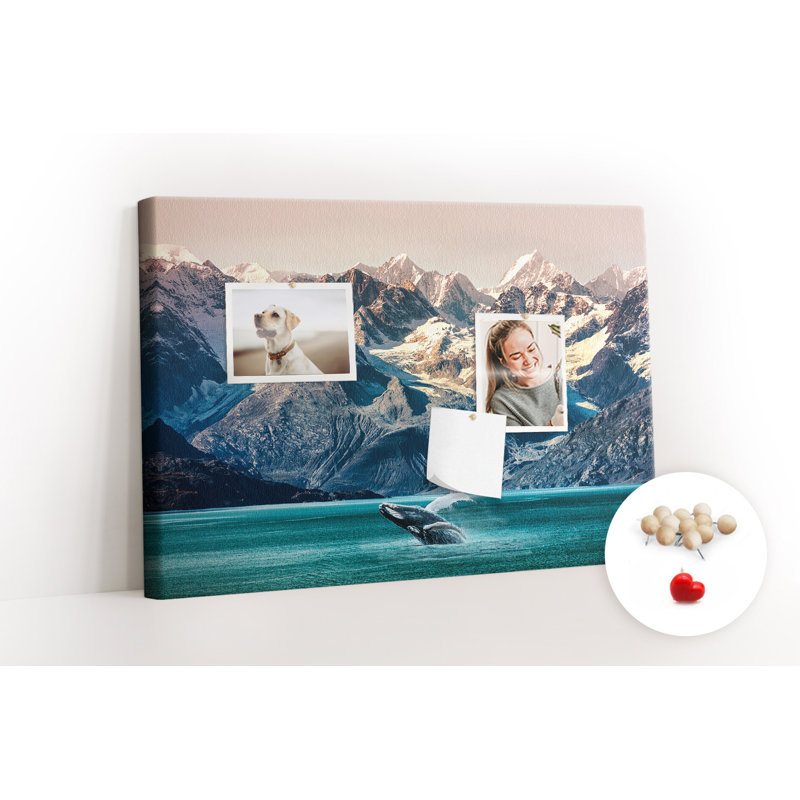 Wall Mounted cork board with print home decor message pin boards home office bulletin board ideas Water whale
