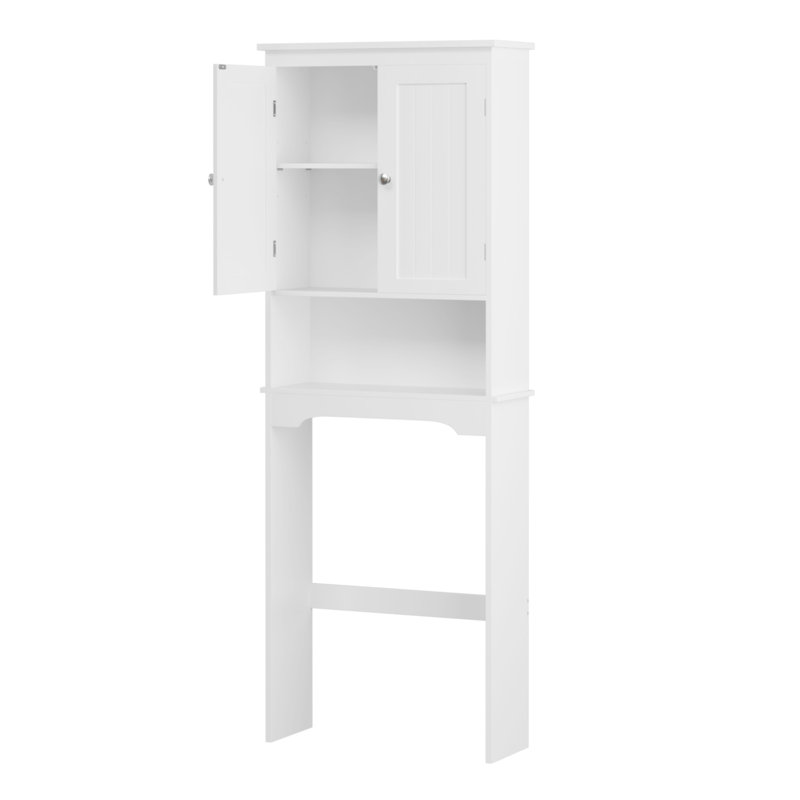 Meuble de rangement au-dessus des toilettes, tablette de salle de bain en bois blanc avec cloison amovible, panneau de rangement ajustable