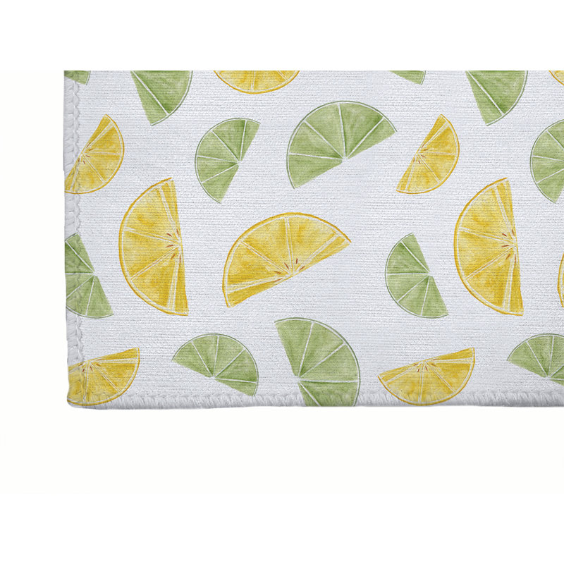 Tapis de bureau léger Summer Limes & Lemons, L 48 po x P 72 po, Blanc