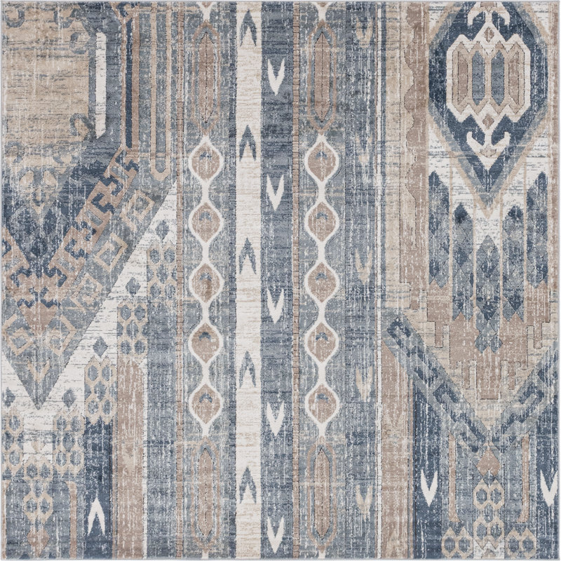 Tapis bleu marine / ivoire Josephus, Carré 4 pi 1 po