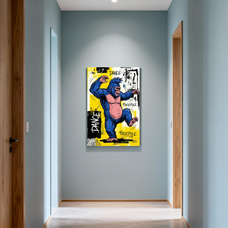 «Animals Dancing Blue Gorilla Freestyle Dance», reproduction d'art, H 30 po x l 20 po