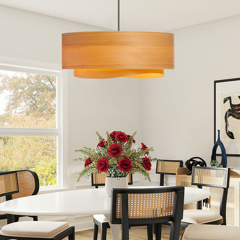 Half Bowen 17.5" Mid Century Modern Chandelier, Cypress, 15"H x 30"W x 30"D
