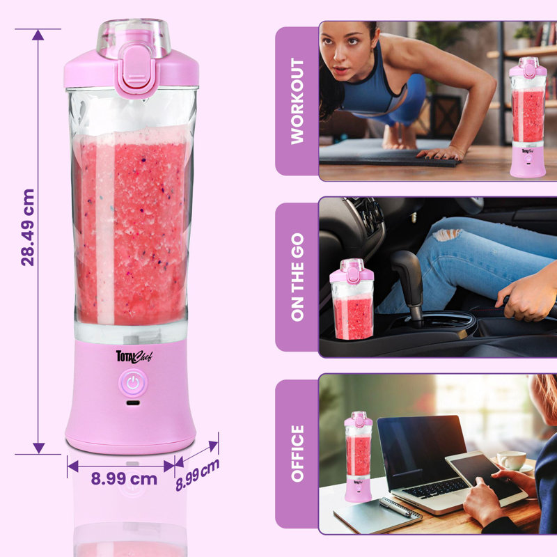 Total Chef Portable USB Hand Blender Yellow Blender, Lilac