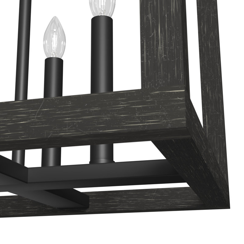 Squire Manor 4 - Light Lantern Rectangle Chandelier, 77" H x 15" W x 15" D, Matte Black