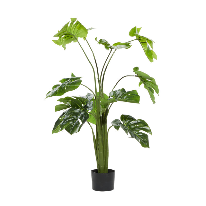 Plante artificielle verte Monstera vert avec pot en plastique noir