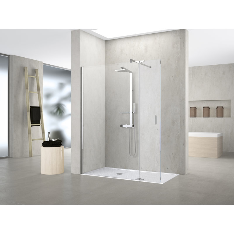 Kuadra Slab Semi-Frameless Walk In Glass Screens with Clear Glass, 2000 mm x 1170 mm
