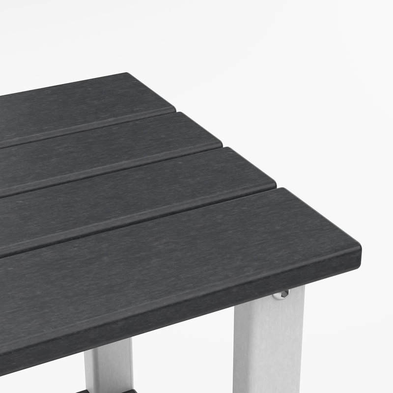 2-Tier Adirondack Outdoor Side Table, All-Weather HDPE Patio End Table, White/Black