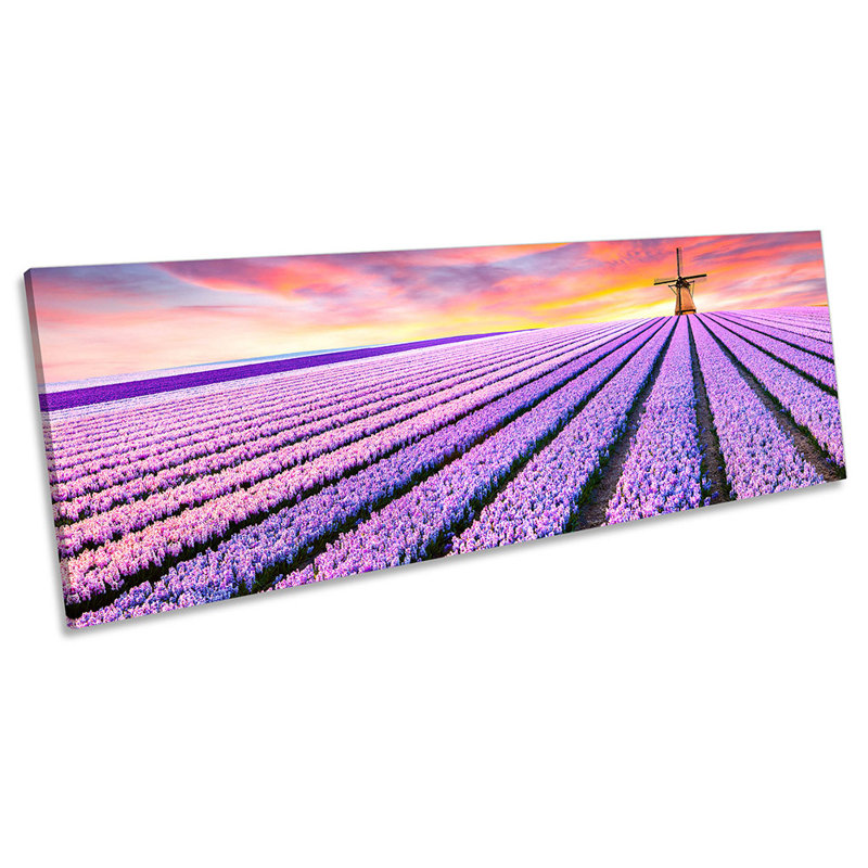 Windmill Floral Sunset Landscape - Wrapped Canvas Panoramic Art Prints, 60.96cm H x 182.88cm W