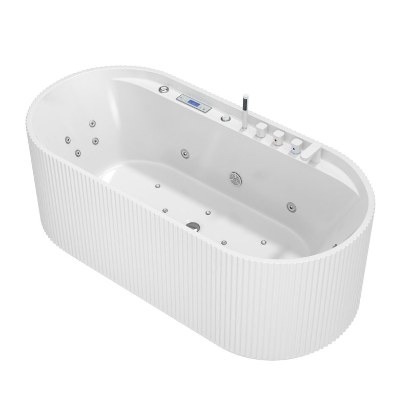 CASAINC 69"x 31.5" Whirlpool and Air Massage Heated Soaking Combination Tub with Integrated LED lighting & Bluetooth Digital Control