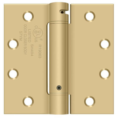 Charnière à ressort Deltana DSH45U4 4 1/2 po x 4 1/2 po, homologuée UL en laiton brossé