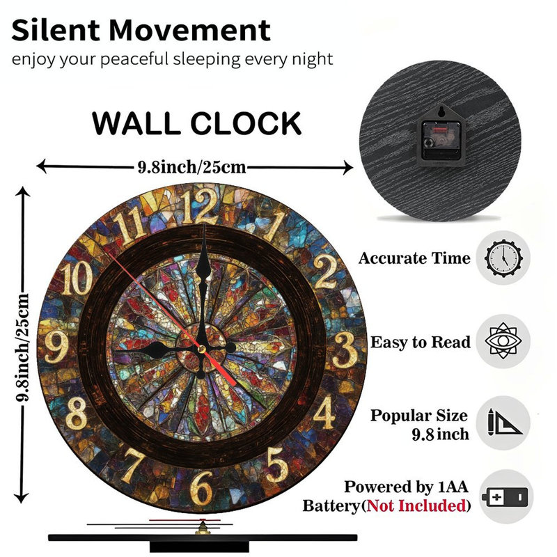 Horloge en vitrail avec chiffres