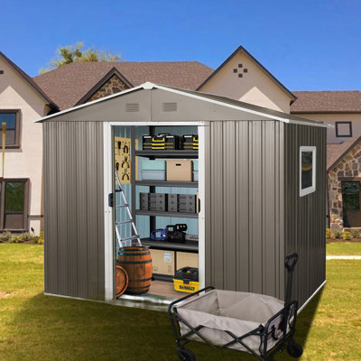 8Ft X 6Ft Outdoor Metal Storage Shed With Window