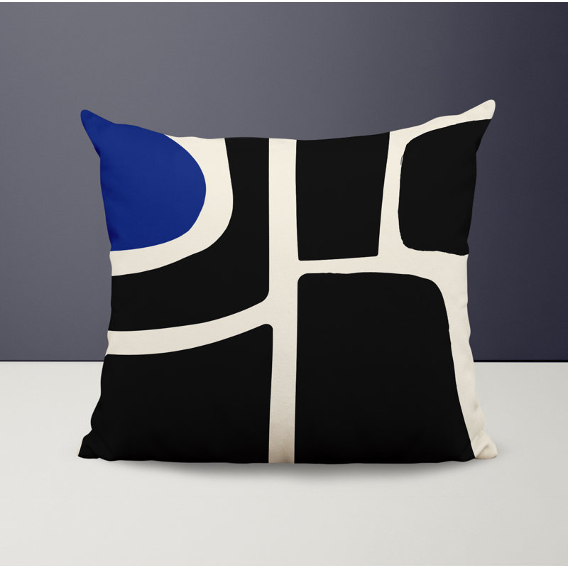 Banksy Abstract Outdoor Reversible Throw Pillow, 19" x 19", Navy Blue/Off White