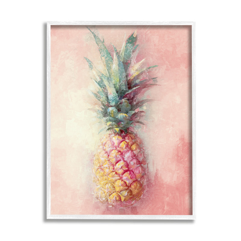 Az-986, reproduction encadrée «Tropical Glam Pineapple» par Ziwei Li, H 30 po x l 24 po x P 1,5 po