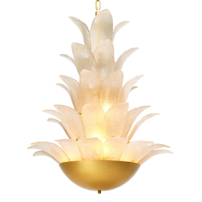 Chandelier Melrose antique brass finish light smoke glass