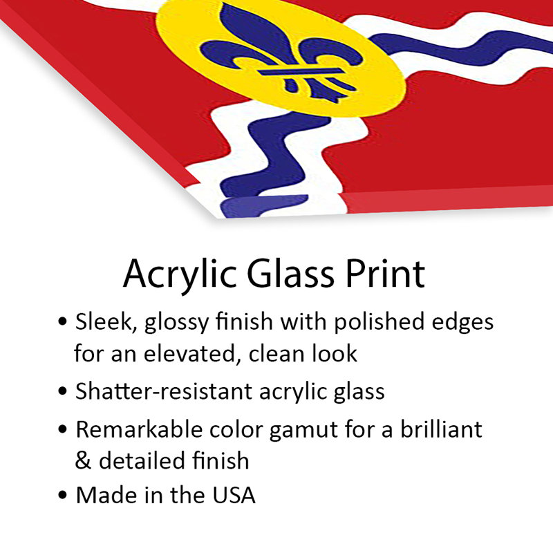 Impression du drapeau de Saint-Louis sur verre acrylique, H 16 po x l 24 po x P 0,25 po