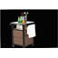 Armoire de rangement à roulettes à une porte avec îlot de cuisine en osier pour l'extérieur avec roulettes et table d'extension en acier inoxydable, poignée latérale pour la cuisine ou le bar sur le patio, brun