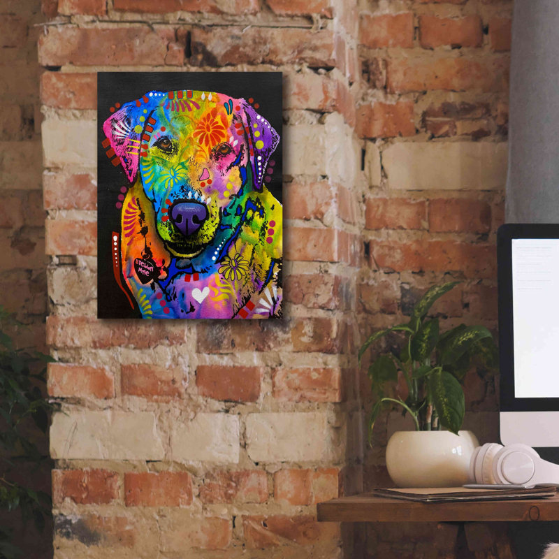 «Don't Do a Thing But Run Around» par Dean Russo - peinture sur toile tendue, H 16 po x l 12 po x P 0,75 po
