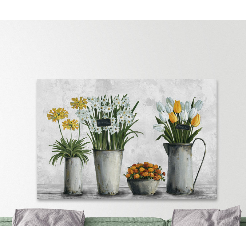 « tin can containers fleur »-reproduction d’art sur toile enroulée, H 30 po x l 45 po x P 1,5 po