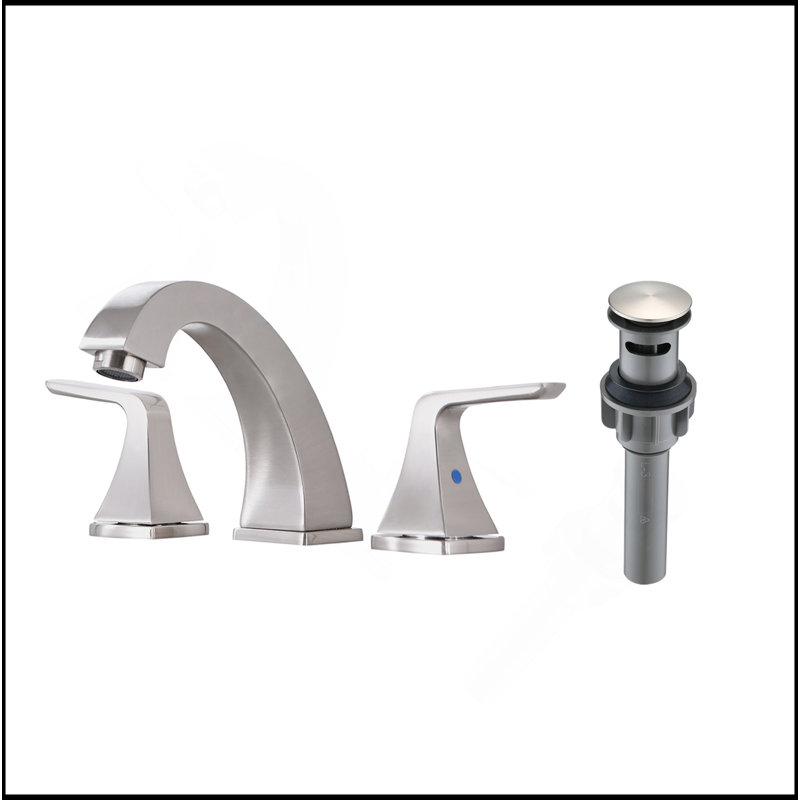 Robinet de salle de bain à 2 poignées avec évier escamotable nickel brossé, Nickel brossé