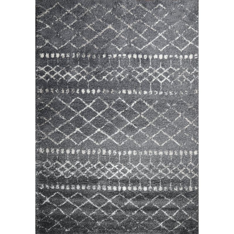Tapis géométrique gris / ivoire, Rectangle 8 pi x 10 pi