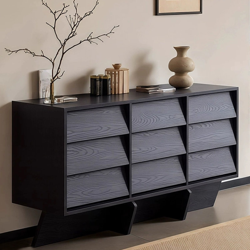 Black Solid Wood Accent Cabinet