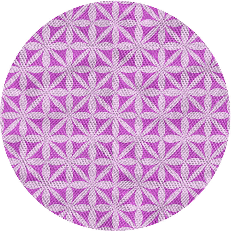 Laine tissée à la machine à motifs géométriques et polyester mauve/blanc Tapis décoratif, Rond 5 pi