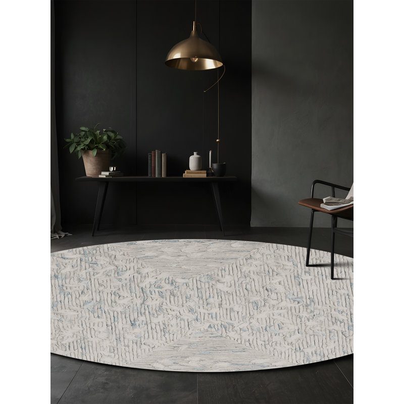 Tapis gris lavable à la machine, Rond 7 pi