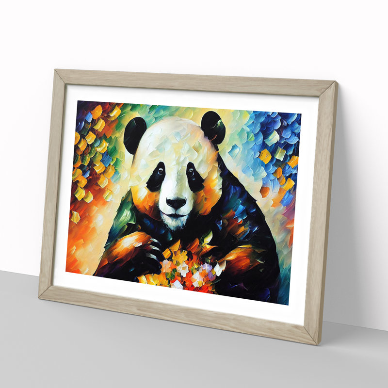 XH1022-6776X Panda Vol.1 - Single Picture Frame Painting, Oak Framed, 46cm H x 64cm W x 2cm D