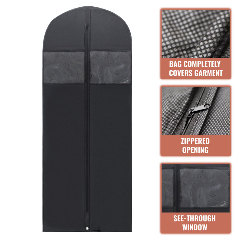 Plixio 60" Black Garment Bags Suit Bag for Hanging Clothes, Travel & Clothing Storage for Dresses
