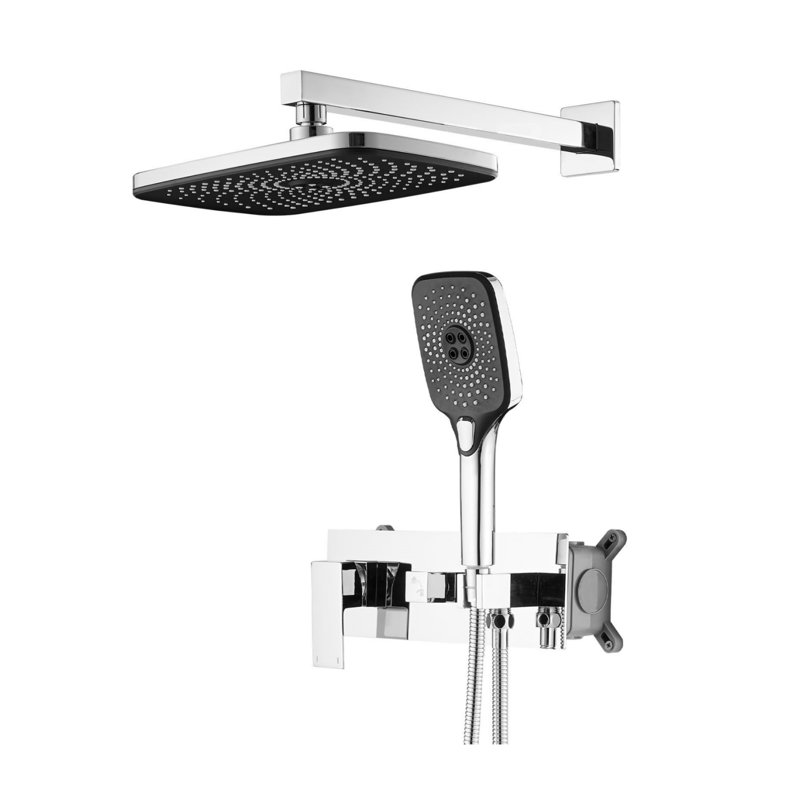 Single-Handle Dual-Head Rain Shower System Shower Faucet And Handheld Shower Set (Including Valve), Stainless Steel