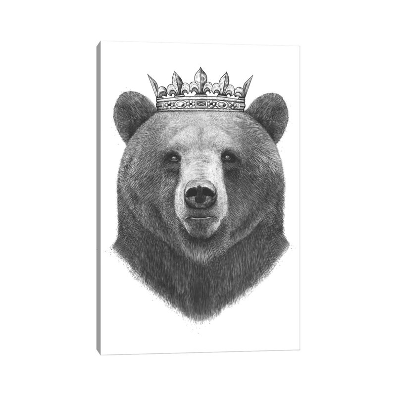 King Bear by Valeriya Korenkova - Wrapped Canvas Gallery-Wrapped Canvas Giclée, 152.5 cm H x 101.5 cm W
