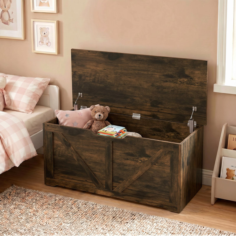 Coffre de rangement pour le salon, banc de rangement, l 39,4 po, brun rustique