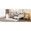 Lit de jour pleine grandeur en bois blanc - 3 tiroirs et bureau pour une chambre fonctionnelle avec ports blancs-121098369-121098368