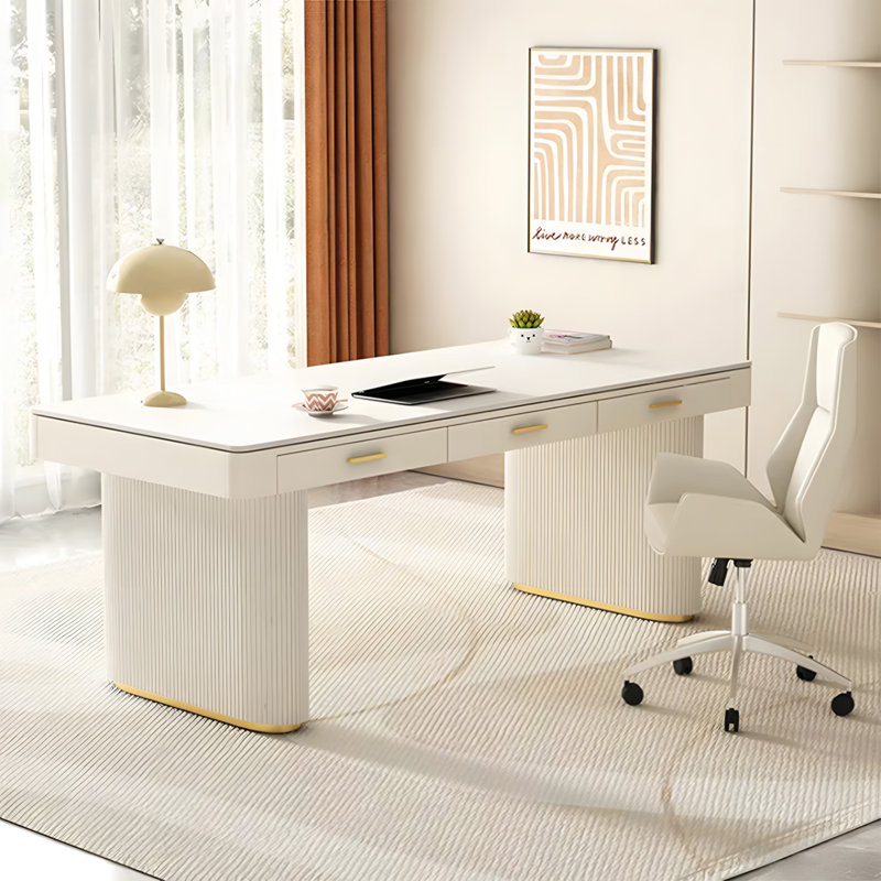 Home Modern Simple Reception Office Rock Slab Table, 29.53"H x 62.99"W x 27.56"D