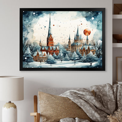 «Christmas Village In Winter II - Winter Landscape», art mural