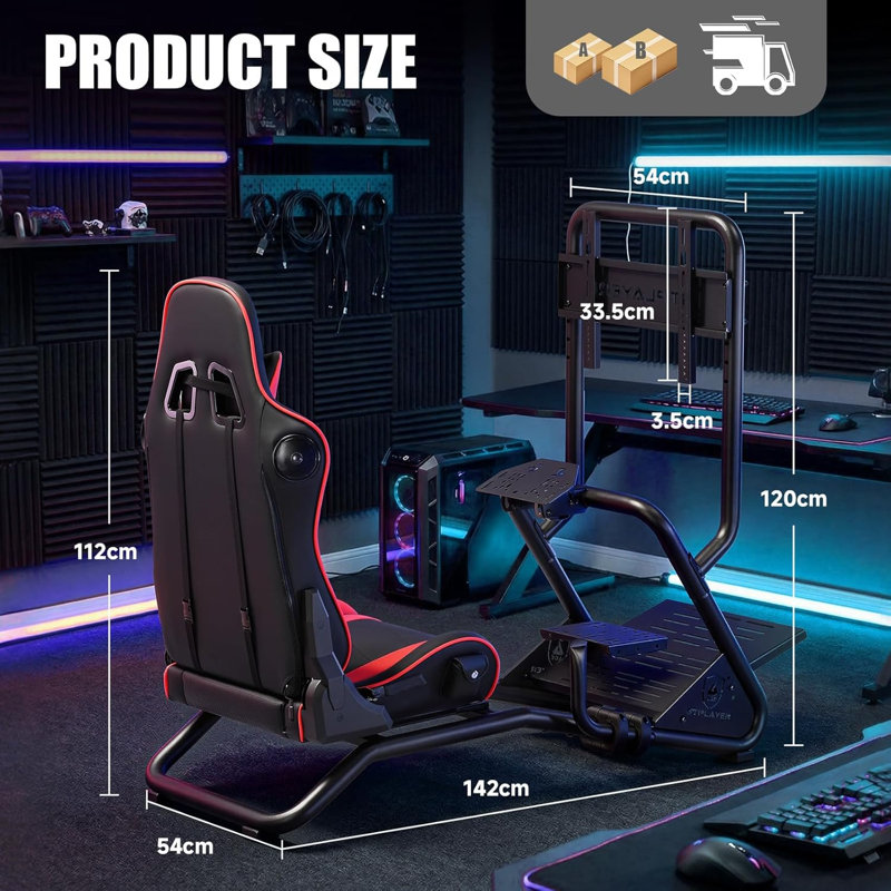GTPLAYER Racing Simulator Cockpit, Red