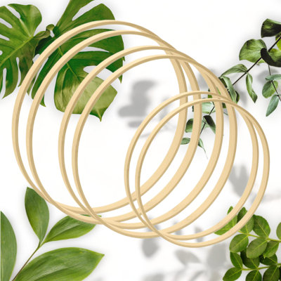 Eco-Friendly Bamboo Floral Hoops 6 Pack