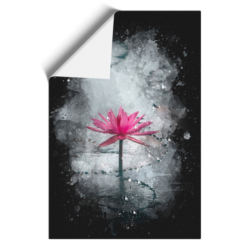 A Sacred Lotus Flower Paint Splash - Frameless Print, 42cm H x 30cm W x 0.1cm D