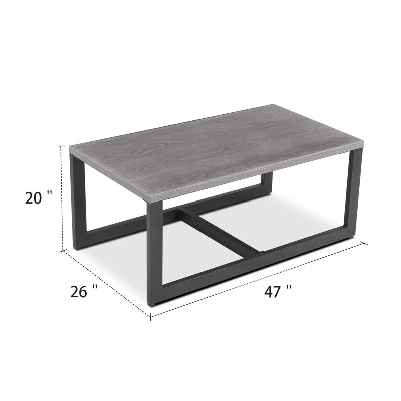 Nazime Rectangular 47" L x 26" W Outdoor Steel Coffee Table, Gris