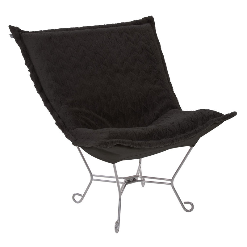 Fauteuil à volutes en angora et ébène, Fausse fourrure ébène Angora