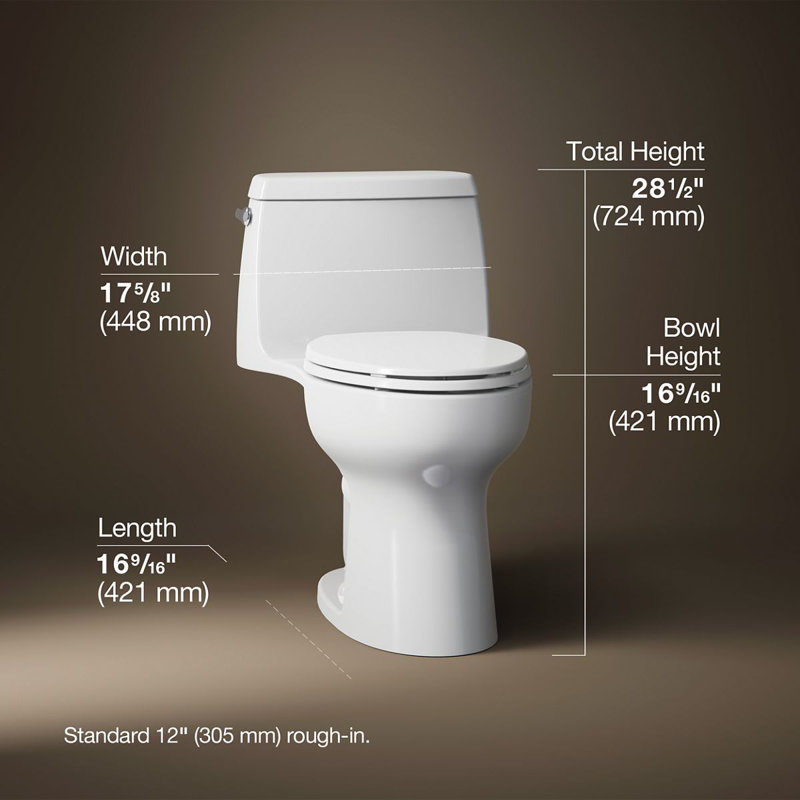 Santa Rosa One-Piece Compact Elongated 1.6 Gpf Toilet With Revolution 360 Swirl Flushing Technology, White