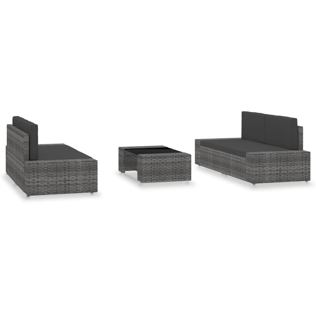 4-Sitzer Lounge-Set Itzhel aus Polyrattan mit Polster